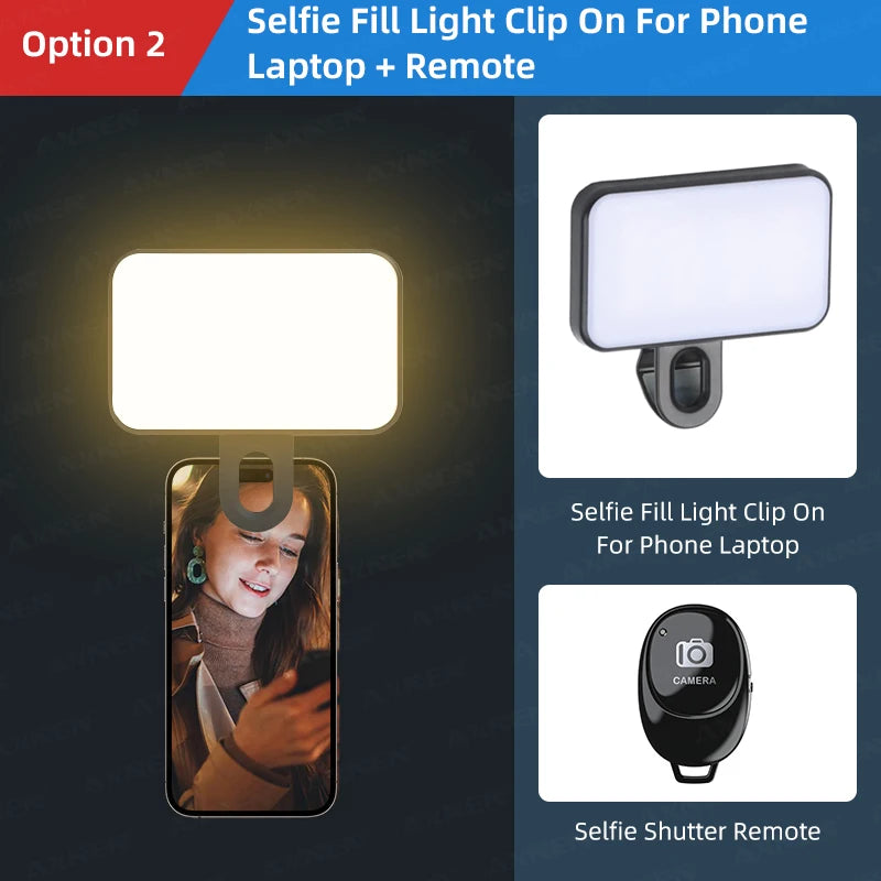Portable Selfie Light – 3-Color Adjustable Fill Light for Phones & Laptops