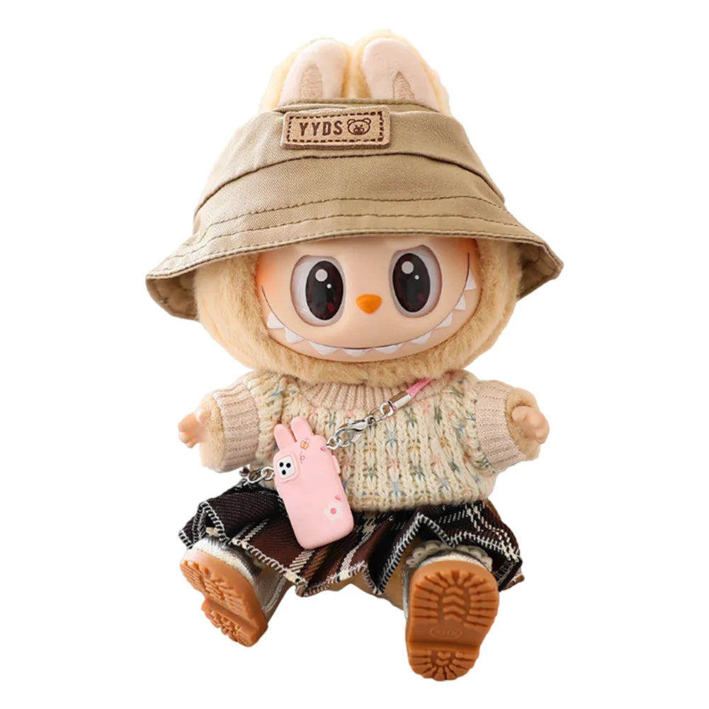 Mini Labubu-Inspired Outfit – Bear Dress & Pleated Skirt (not popmart)