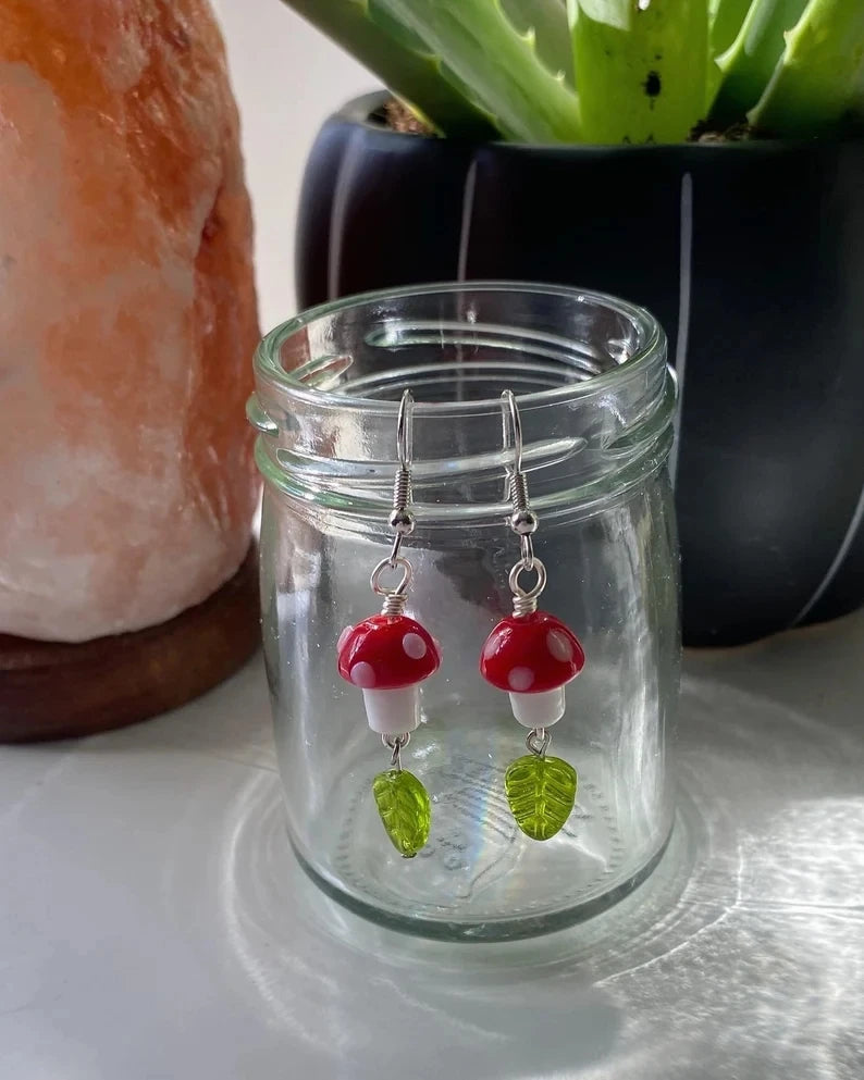 Mystical Boho Mushroom Dangle Earrings –Trending Handmade Jewelry
