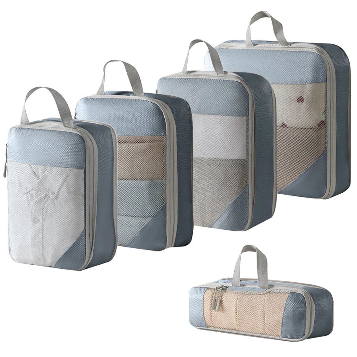4-Piece Travel Compression Packing Cubes – Luggage Organizer Set for Efficient Travel Storage