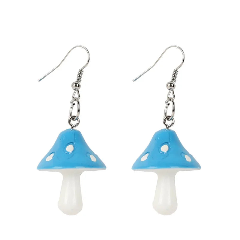 Sweet Resin Mushroom Earrings Handmade Plastic Simulation Mushroom Long Pendant Earring Jewelry For Women Girls Gift