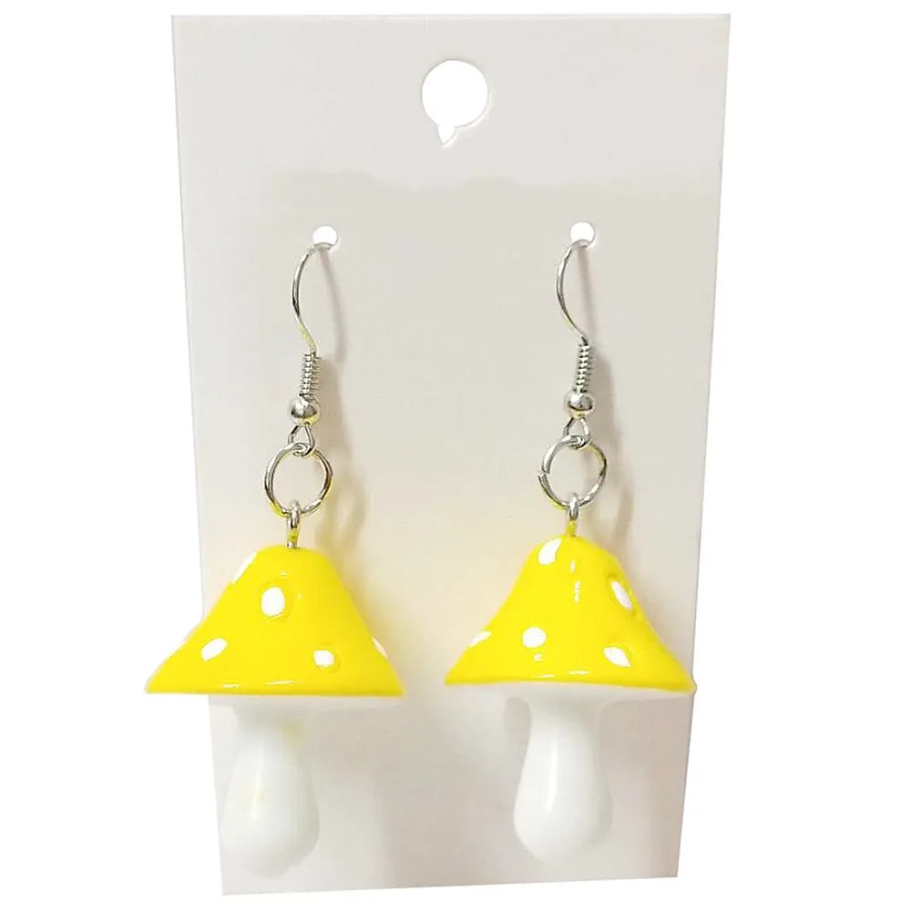Sweet Resin Mushroom Earrings Handmade Plastic Simulation Mushroom Long Pendant Earring Jewelry For Women Girls Gift