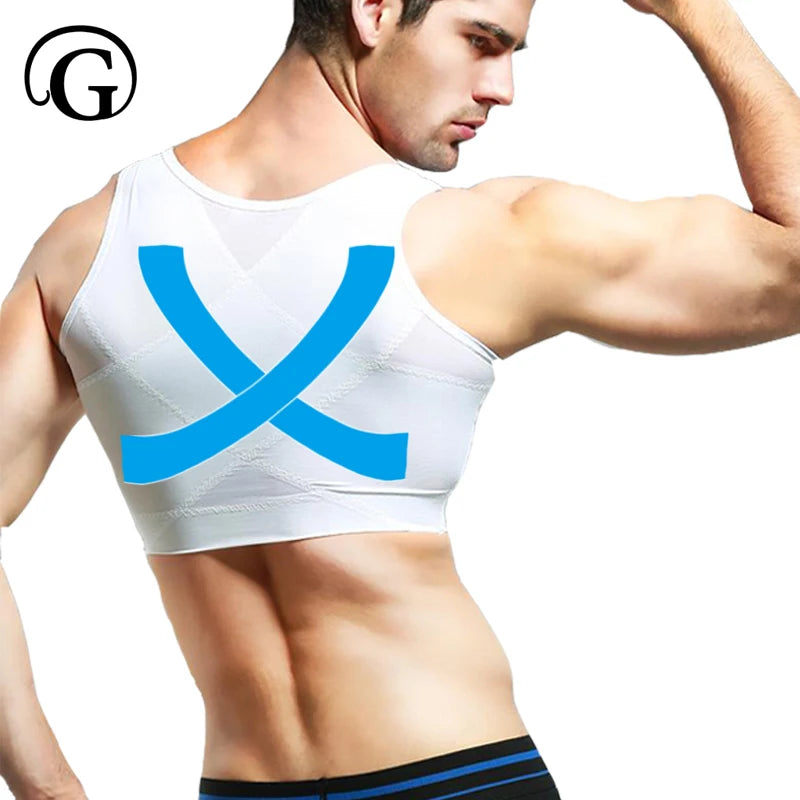 PRAYGER Men's Gynecomastia Compression Shirt – Slimming Chest Binder & Posture Support Shapewear Top