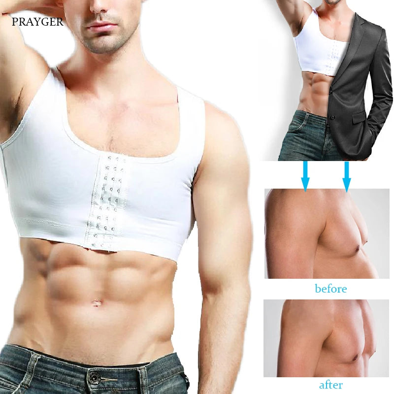 PRAYGER Men's Gynecomastia Compression Shirt – Slimming Chest Binder & Posture Support Shapewear Top