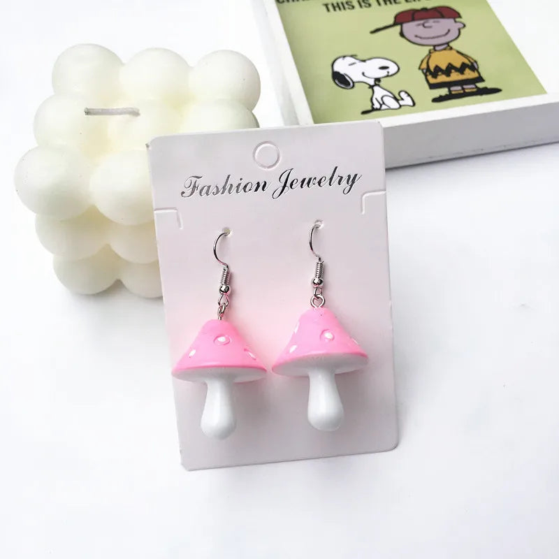 Colorful Acrylic Mushroom Drop Earrings – Cute Jewelry Gift for Girls & Women