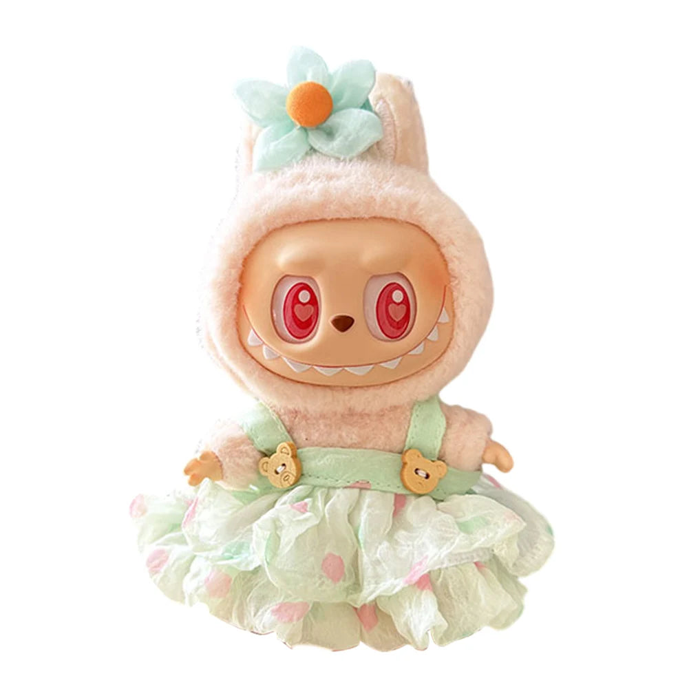 Mini Labubu Doll Clothes – 17cm Kpop Overalls Outfit (Clothes Only)
