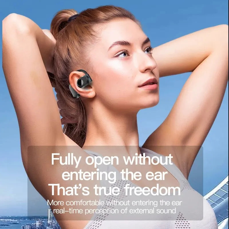 Wireless Bone Conduction Bluetooth Headphones – Noise-Canceling Headset with Mic for Driving & Hands-Free Calls