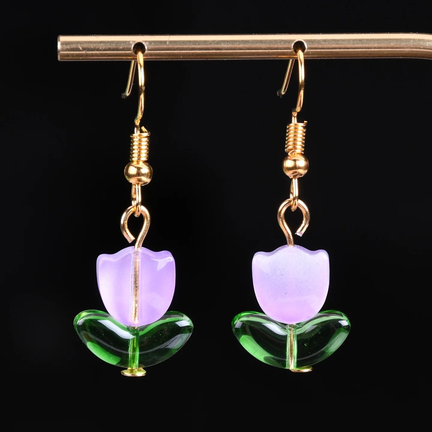 Handcrafted Flower Dangle Earrings – Glass & Metal Design