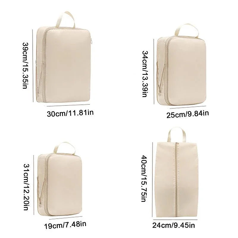 4-Piece Travel Compression Packing Cubes – Luggage Organizer Set for Efficient Travel Storage