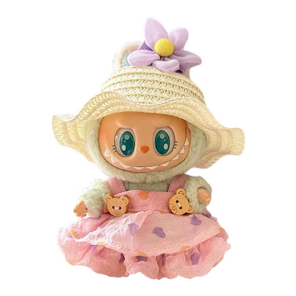 Mini Labubu Doll Clothes – 17cm Kpop Overalls Outfit (Clothes Only)