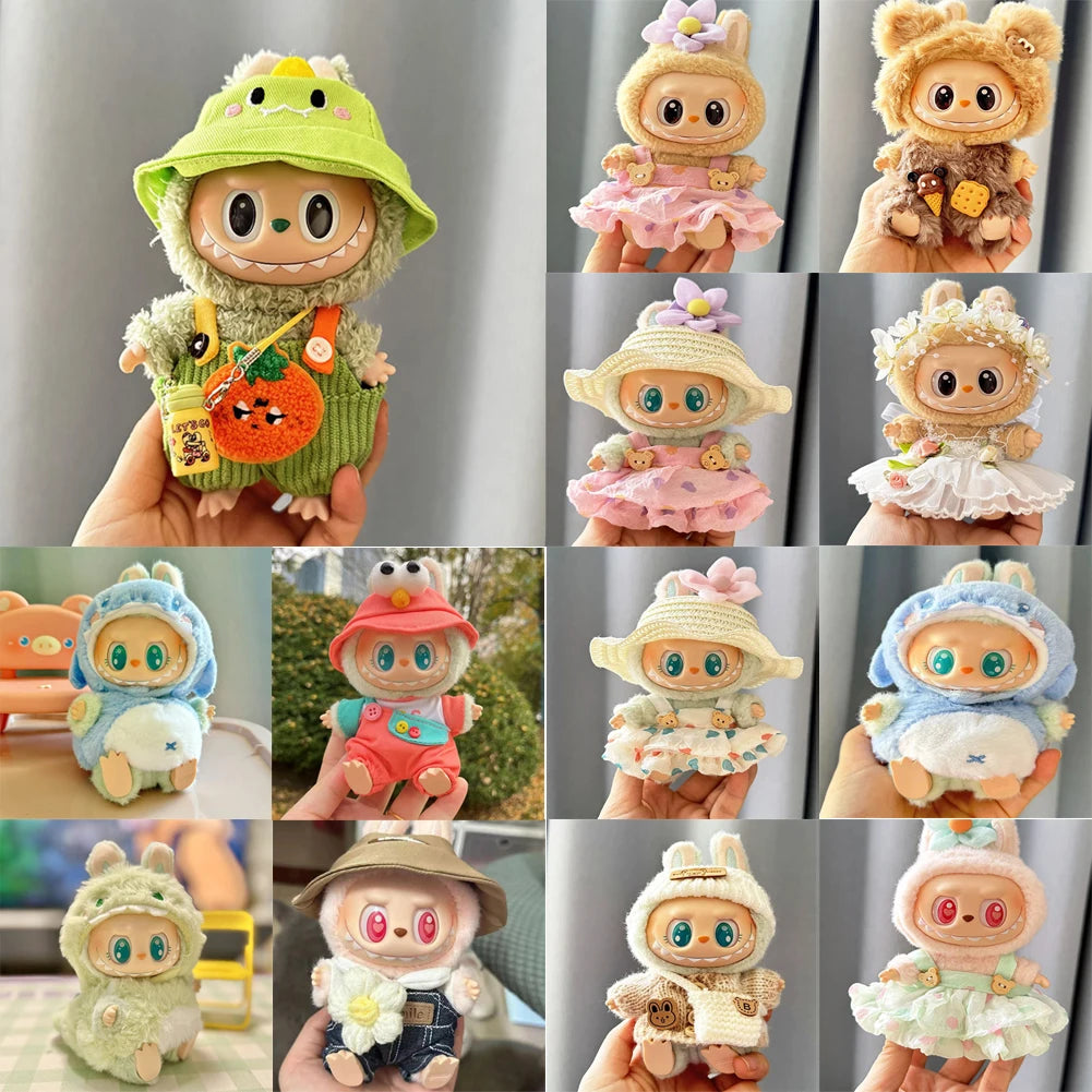 Mini Labubu Doll Clothes – 17cm Kpop Overalls Outfit (Clothes Only)