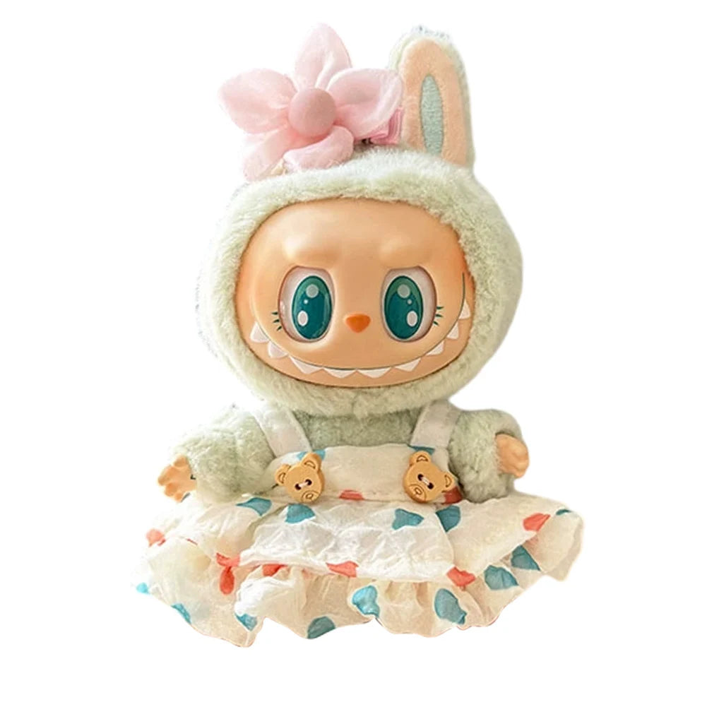 Mini Labubu Doll Clothes – 17cm Kpop Overalls Outfit (Clothes Only)