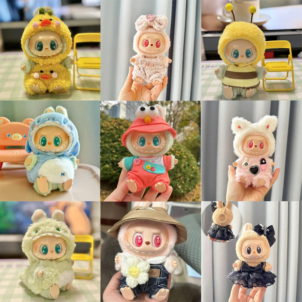 Mini Labubu Doll Clothes – 17cm Kpop Overalls Outfit (Clothes Only)