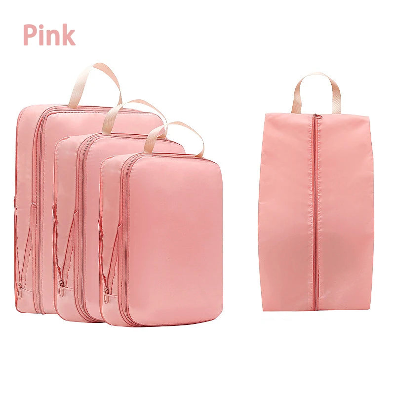 4-Piece Travel Compression Packing Cubes – Luggage Organizer Set for Efficient Travel Storage