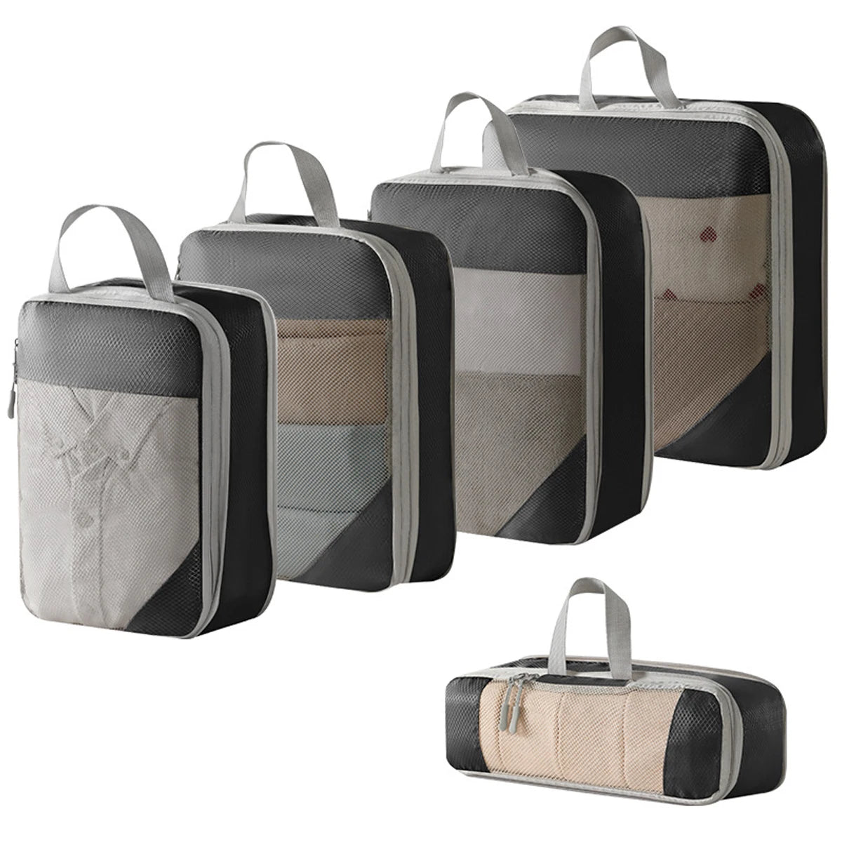 4-Piece Travel Compression Packing Cubes – Luggage Organizer Set for Efficient Travel Storage