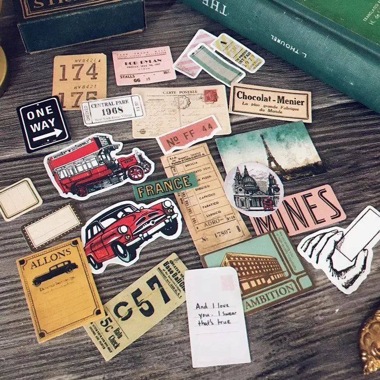 Vintage Travel Ticket Stickers – Journal & Scrapbook Pack for TN Diaries & Albums