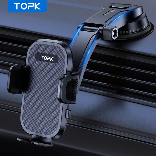 Universal Gravity Car Phone Mount by TOPK – Fits iPhone & Samsung