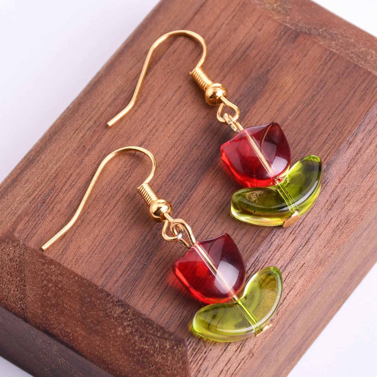 Handcrafted Flower Dangle Earrings – Glass & Metal Design