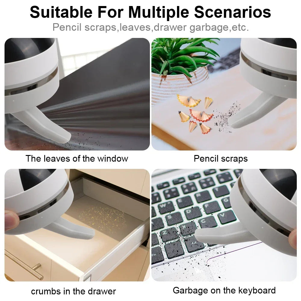 Mini Handheld Desk Vacuum – USB Rechargeable & Cordless Cleaner for Crumbs, Dust & Keyboards