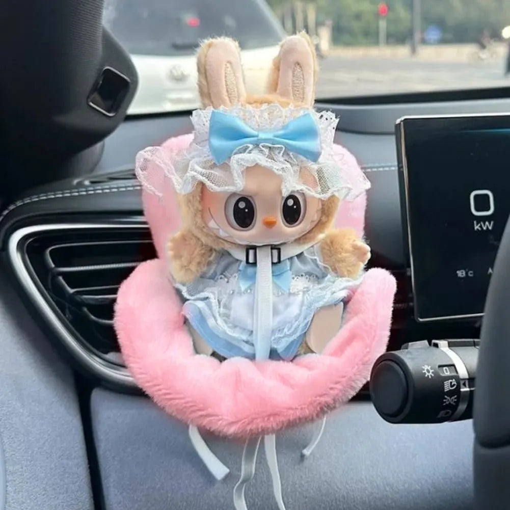 Mini Kawaii Labubu Plush Car Seat Decor – Cute Kpop Style
