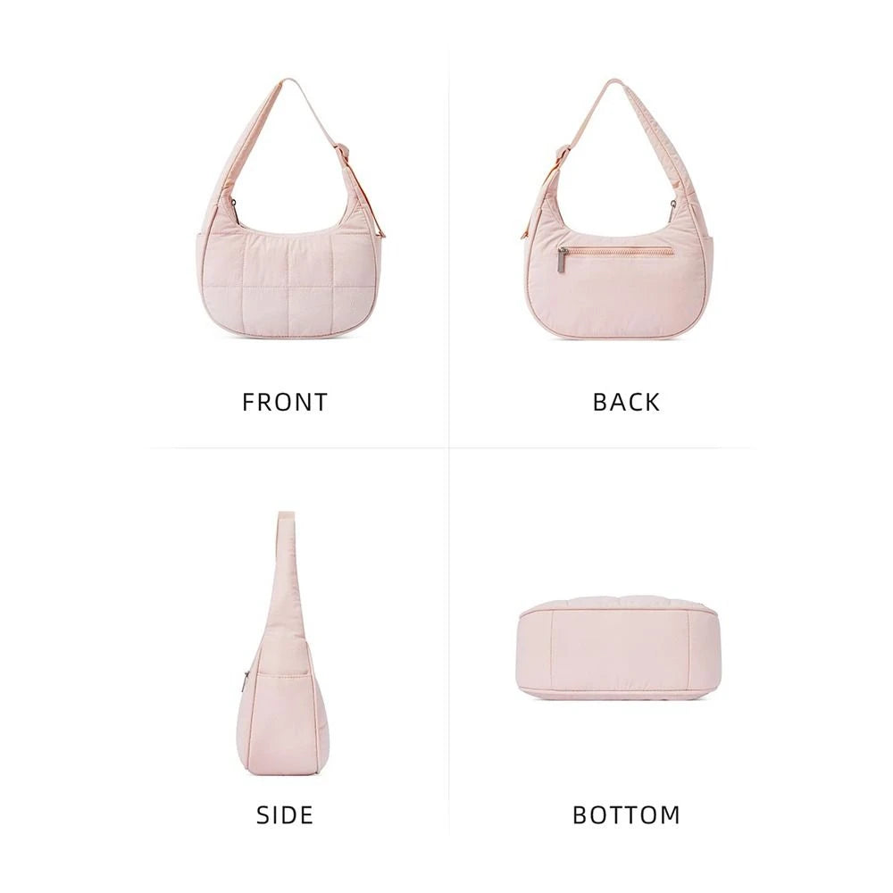Trendy Puffer Nylon Shoulder Bag – Waterproof, Large-Capacity Underarm Tote