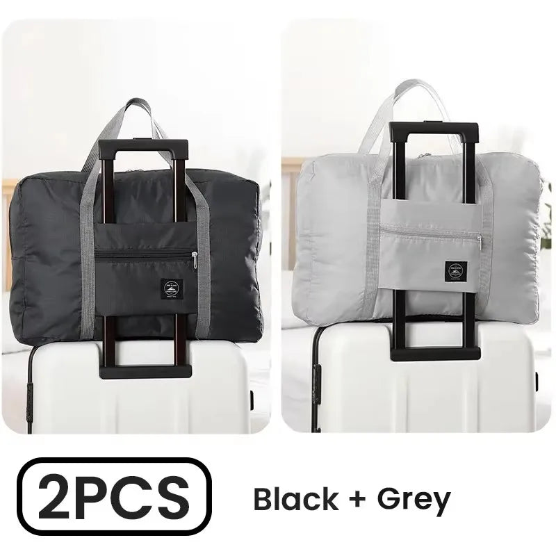 2-Piece Folding Travel Bag Set – Carry-On, Gym, Overnight