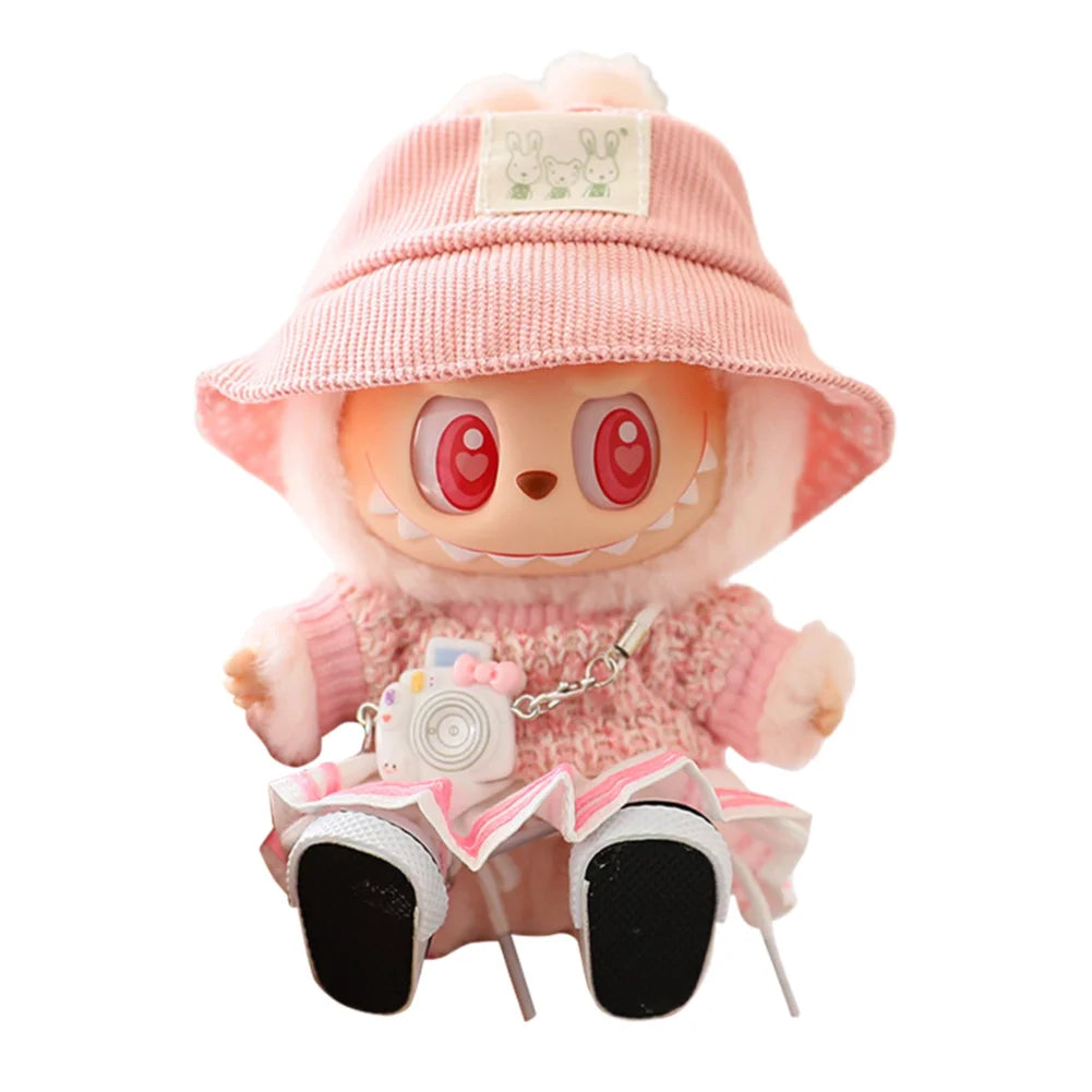Mini Labubu-Inspired Outfit – Bear Dress & Pleated Skirt (not popmart)