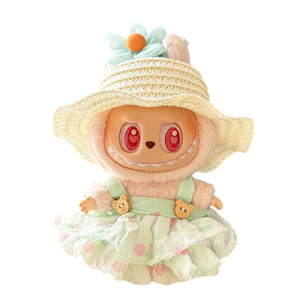 Mini Labubu Doll Clothes – 17cm Kpop Overalls Outfit (Clothes Only)