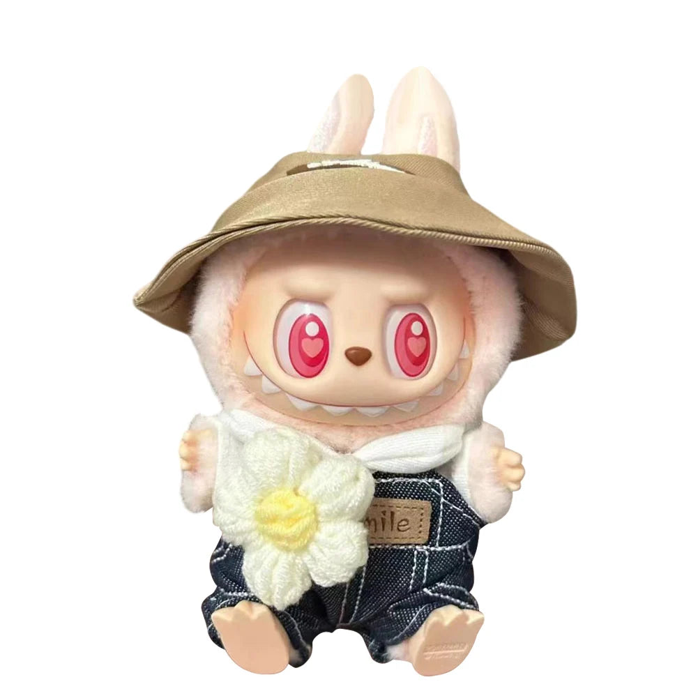 Mini Labubu Doll Clothes – 17cm Kpop Overalls Outfit (Clothes Only)