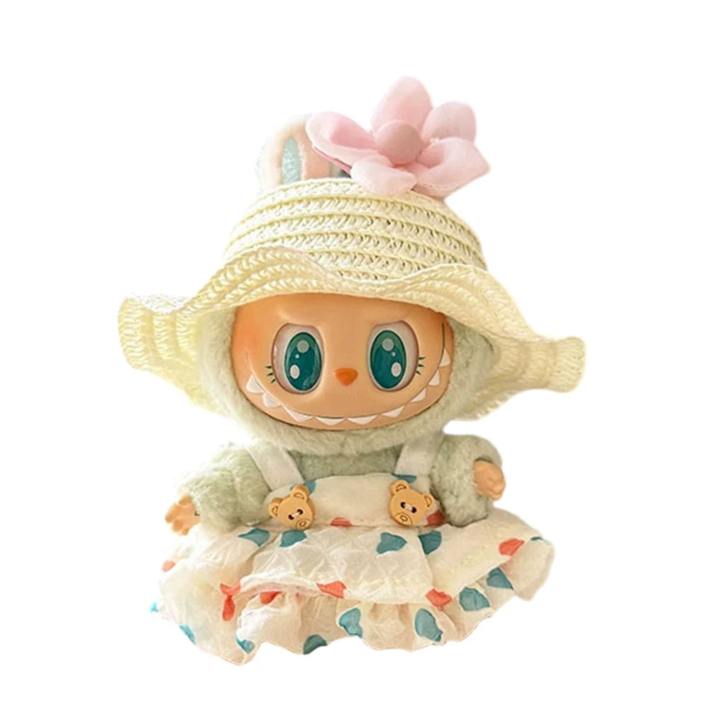 Mini Labubu Doll Clothes – 17cm Kpop Overalls Outfit (Clothes Only)