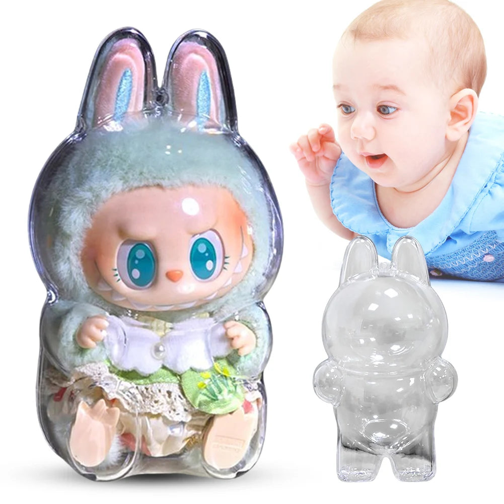 Cute Labubu Display Case – Clear Cover for Plush Party Dolls!