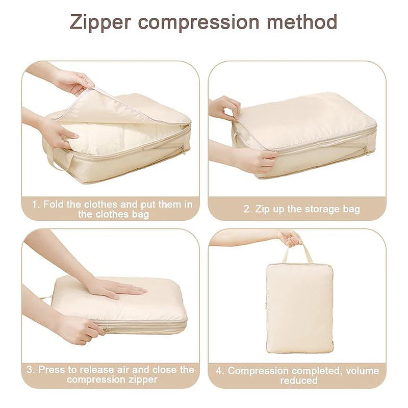 4-Piece Travel Compression Packing Cubes – Luggage Organizer Set for Efficient Travel Storage
