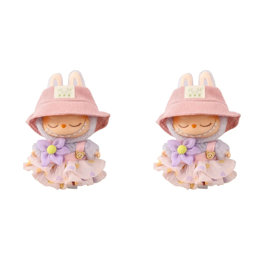 Mini Labubu-Inspired Outfit – Bear Dress & Pleated Skirt (not popmart)