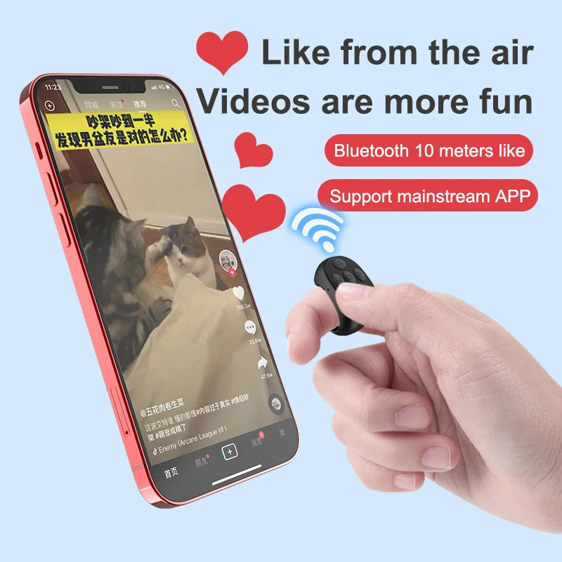 Wireless Bluetooth Selfie/Scroll Ring Remote – Perfect for Travel & TikTok