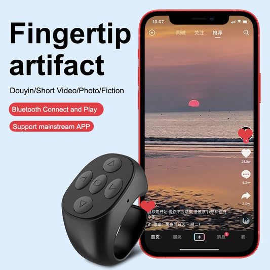 Wireless Bluetooth Selfie/Scroll Ring Remote – Perfect for Travel & TikTok