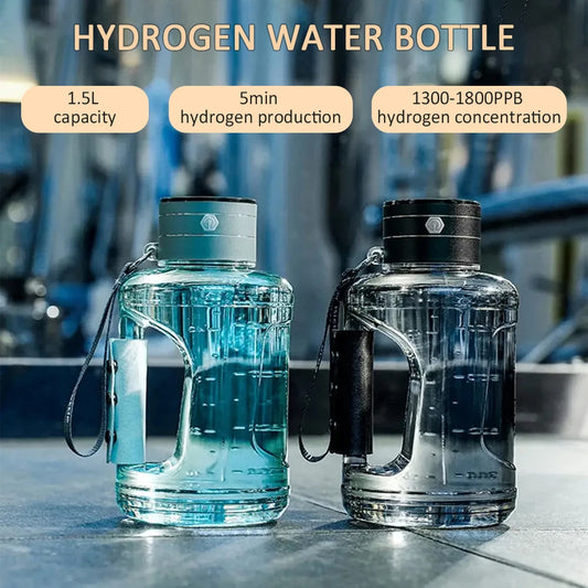 1.5L Hydrogen Water Bottle – Portable Hydrogen-Rich Sports Bottle with Molecular Generator & Water Filter