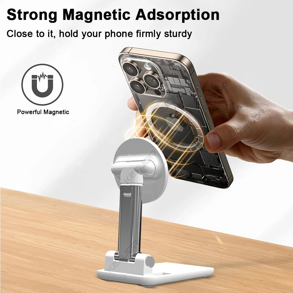 Magnetic Foldable Phone Stand – Adjustable Desktop Holder for Smartphones & Tablets