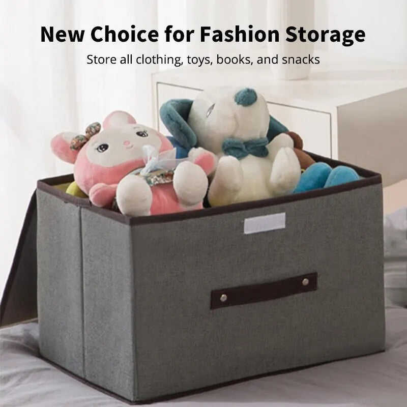 Foldable Gray Non-Woven Storage Box – Organizer for Clothes, Underwear, Toys, and Home Essentials