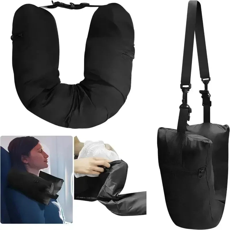 Fillable Travel Pillowcase & Organizer – Carry-On Airplane Cushion & Storage Bag in One