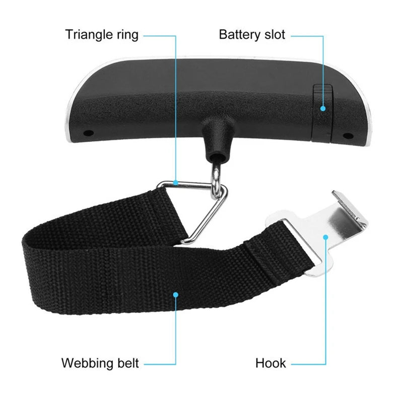 Portable Digital Luggage Scale – LCD Display, 110lb/50kg Hanging Baggage Weigher for Travel