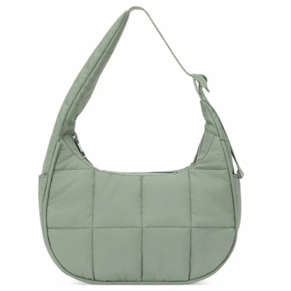 Trendy Puffer Nylon Shoulder Bag – Waterproof, Large-Capacity Underarm Tote