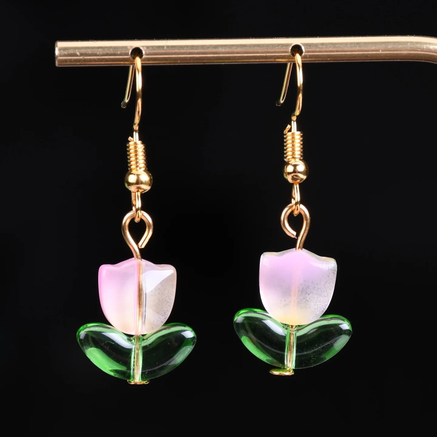 Handcrafted Flower Dangle Earrings – Glass & Metal Design