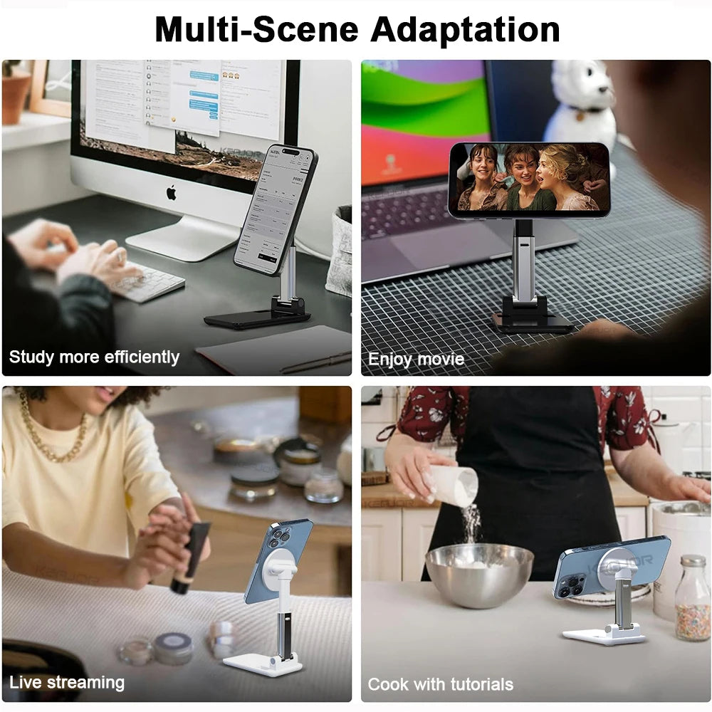 Magnetic Foldable Phone Stand – Adjustable Desktop Holder for Smartphones & Tablets