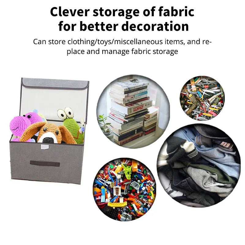 Foldable Gray Non-Woven Storage Box – Organizer for Clothes, Underwear, Toys, and Home Essentials