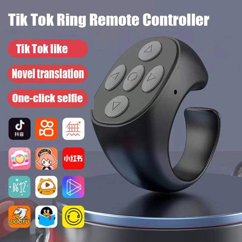 Wireless Bluetooth Selfie/Scroll Ring Remote – Perfect for Travel & TikTok