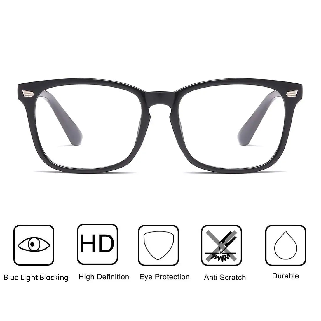 Blue Light Blocking Glasses – Square Frame Anti-Blue Ray Eyewear for Gaming & Screen Use