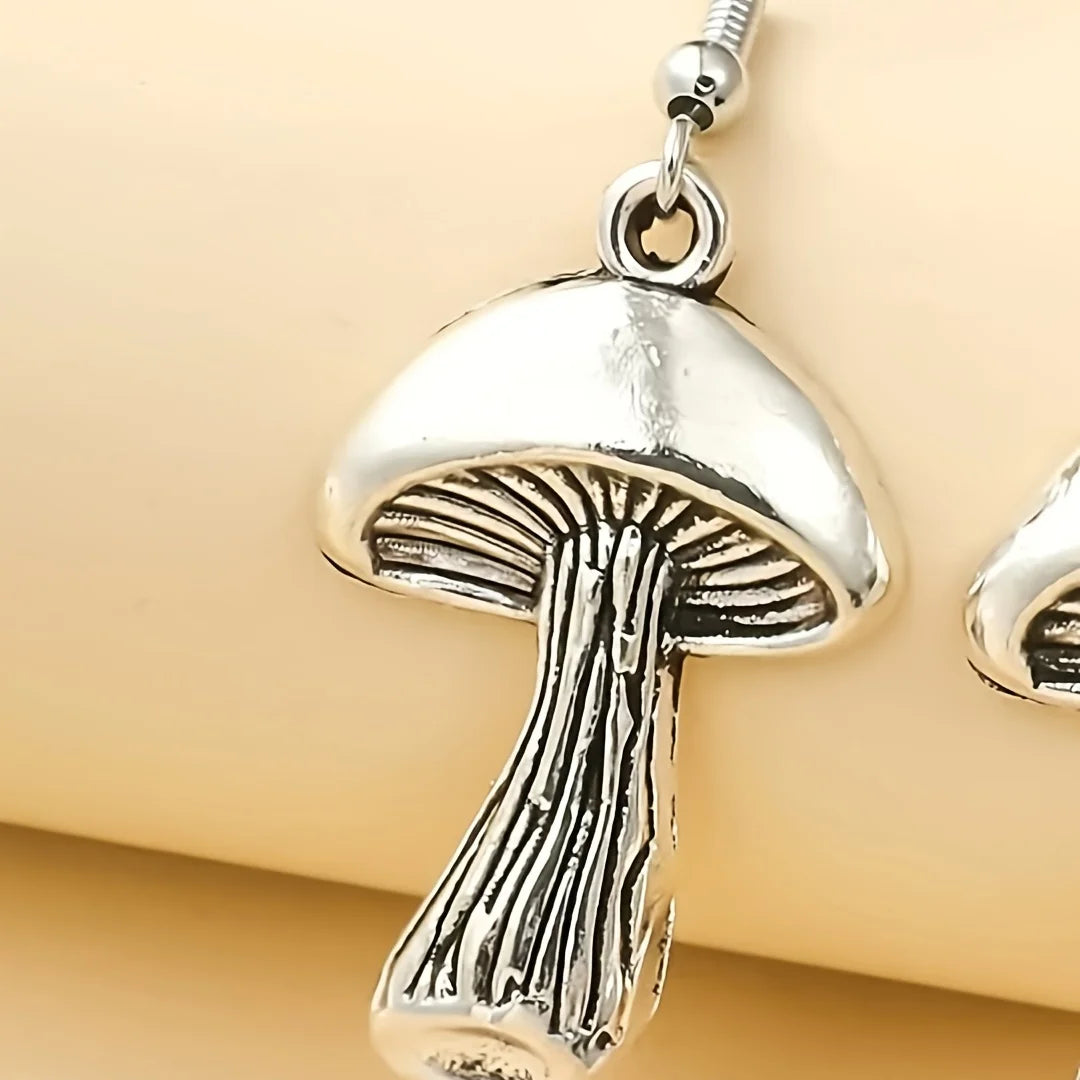 Vintage Mushroom Drop Earrings – Nature-Inspired Jewelry for Women & Plant Lovers