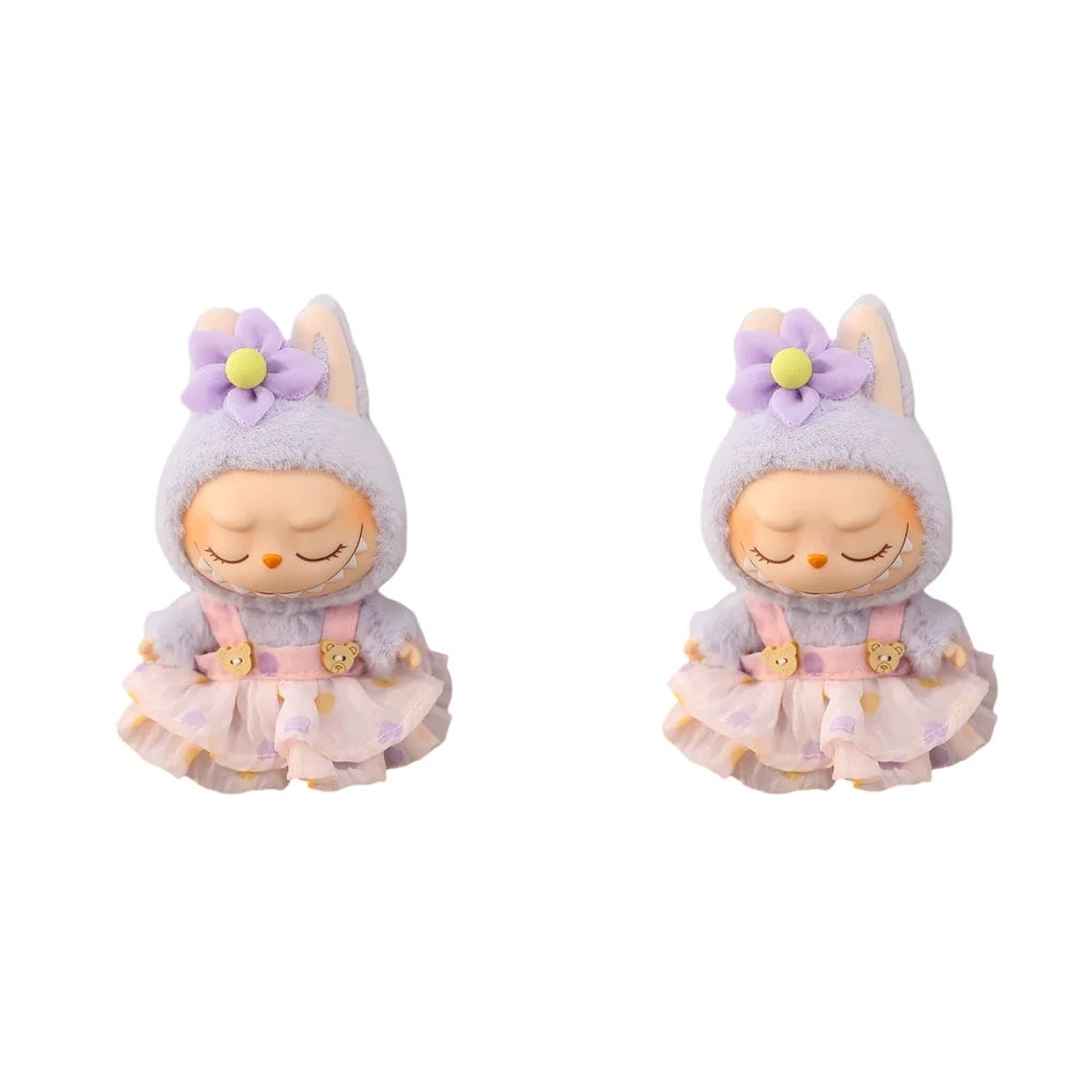 Mini Labubu-Inspired Outfit – Bear Dress & Pleated Skirt (not popmart)