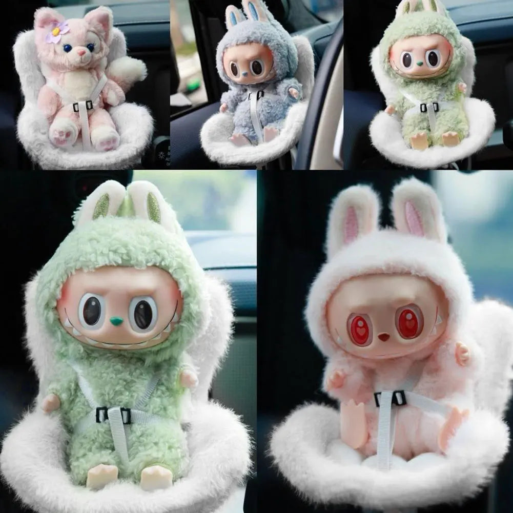 Mini Kawaii Labubu Plush Car Seat Decor – Cute Kpop Style