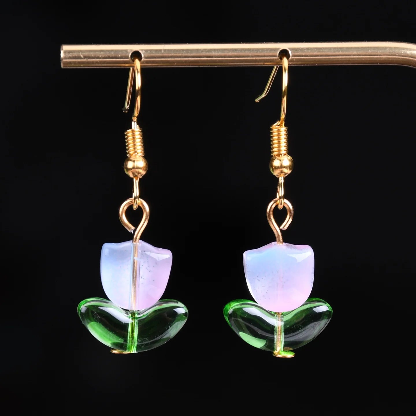 Handcrafted Flower Dangle Earrings – Glass & Metal Design